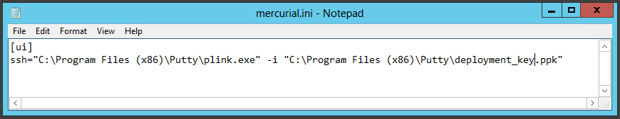 Notepad - mercurial.ini