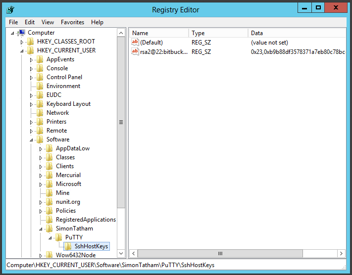 Regedit - Export HKCU/Software/SimonTatham/PuTTY